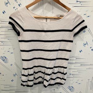 Ann Taylor Peplum Black and White Stripe Top (XSP)